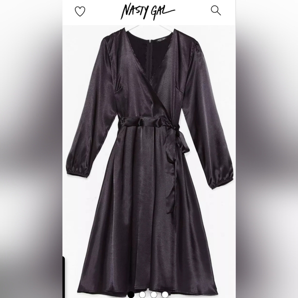 NWT Nasty Gal Collection Black Satin Midi Dress Curvy Plus Size 22 or XXL 2X - Picture 1 of 8